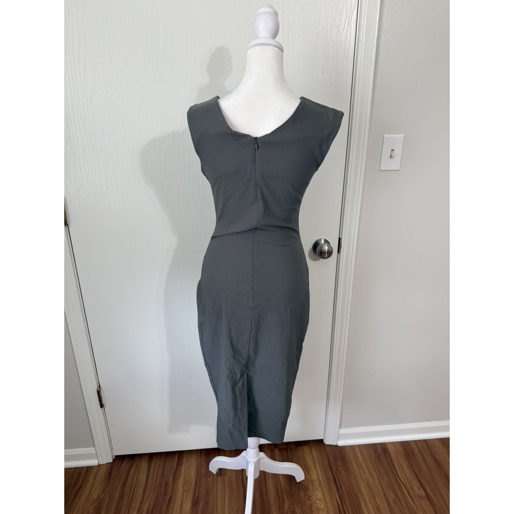 Muxxn Women's Grey Fitted Stretch Ruched Sleeveless Body con Dress Medium